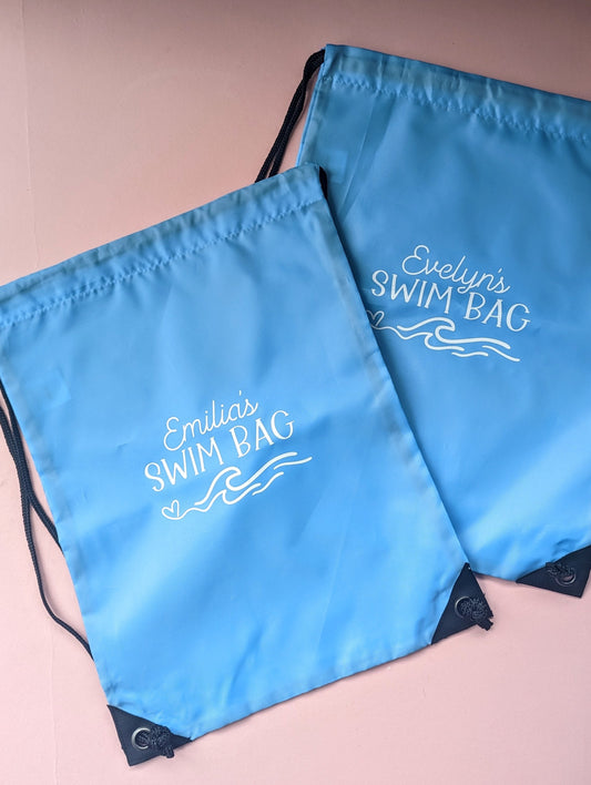 Personalised Swim Bag | Swimming Lessons Backpack | Gym Sack | Add monogram or name | Swim Kit