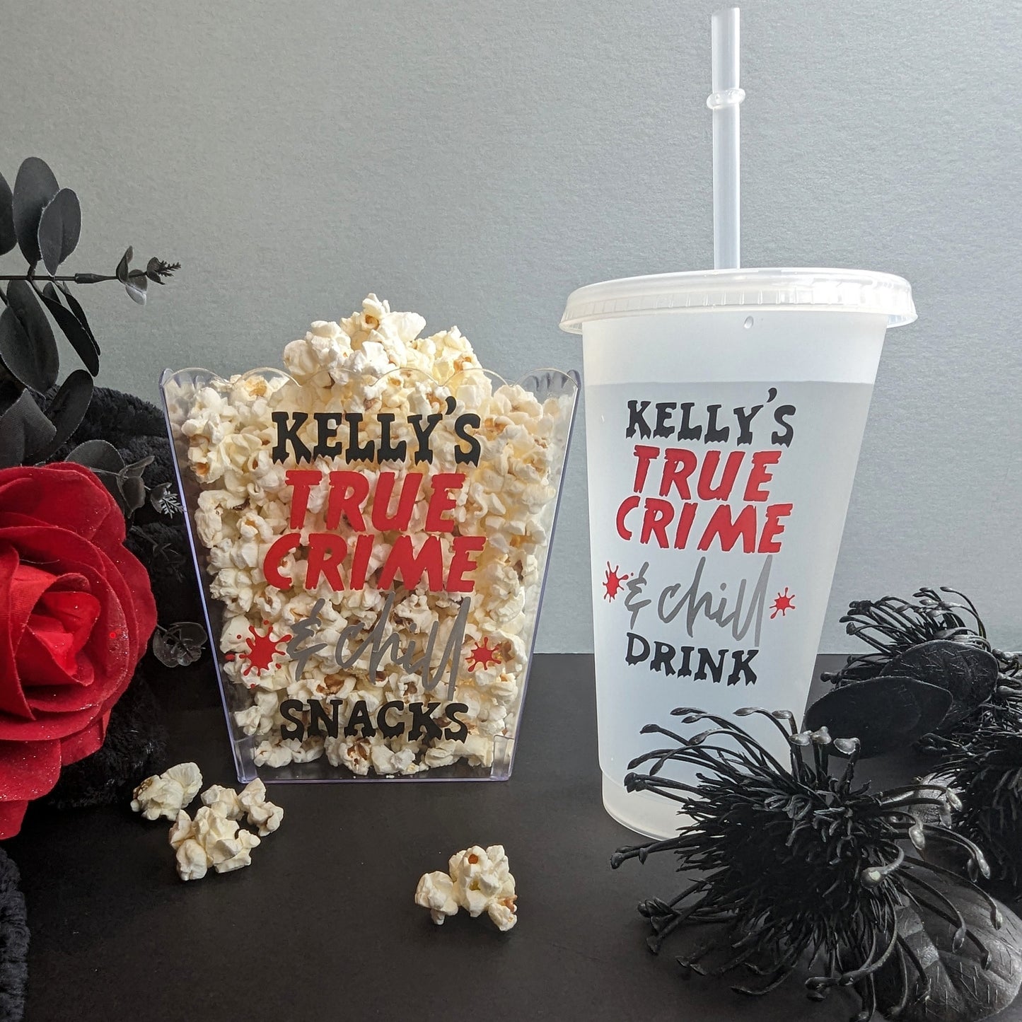 Personalised True Crime Snacks | True Crime Podcast / Documentary Lover Gift | Popcorn & Drink | Night in |