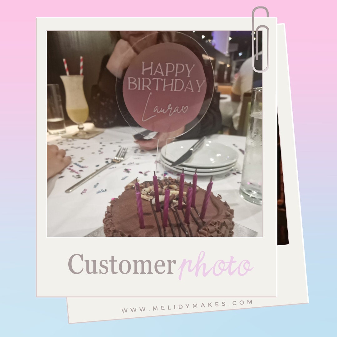 Personalised Acrylic Birthday Cake Topper | Custom Cake Decoration | Any Wording, Any Colour | Cake Decorator, Maker Business