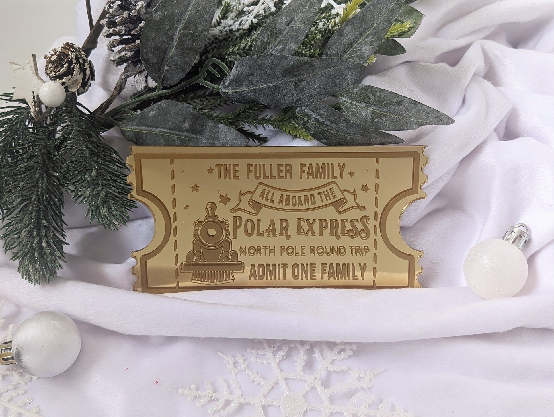 Personalised Polar Express Ticket and Believe Bell | Chistmas Trian | Kids Christmas Decoration | Personalised Tree Decoration, Jingle Bell