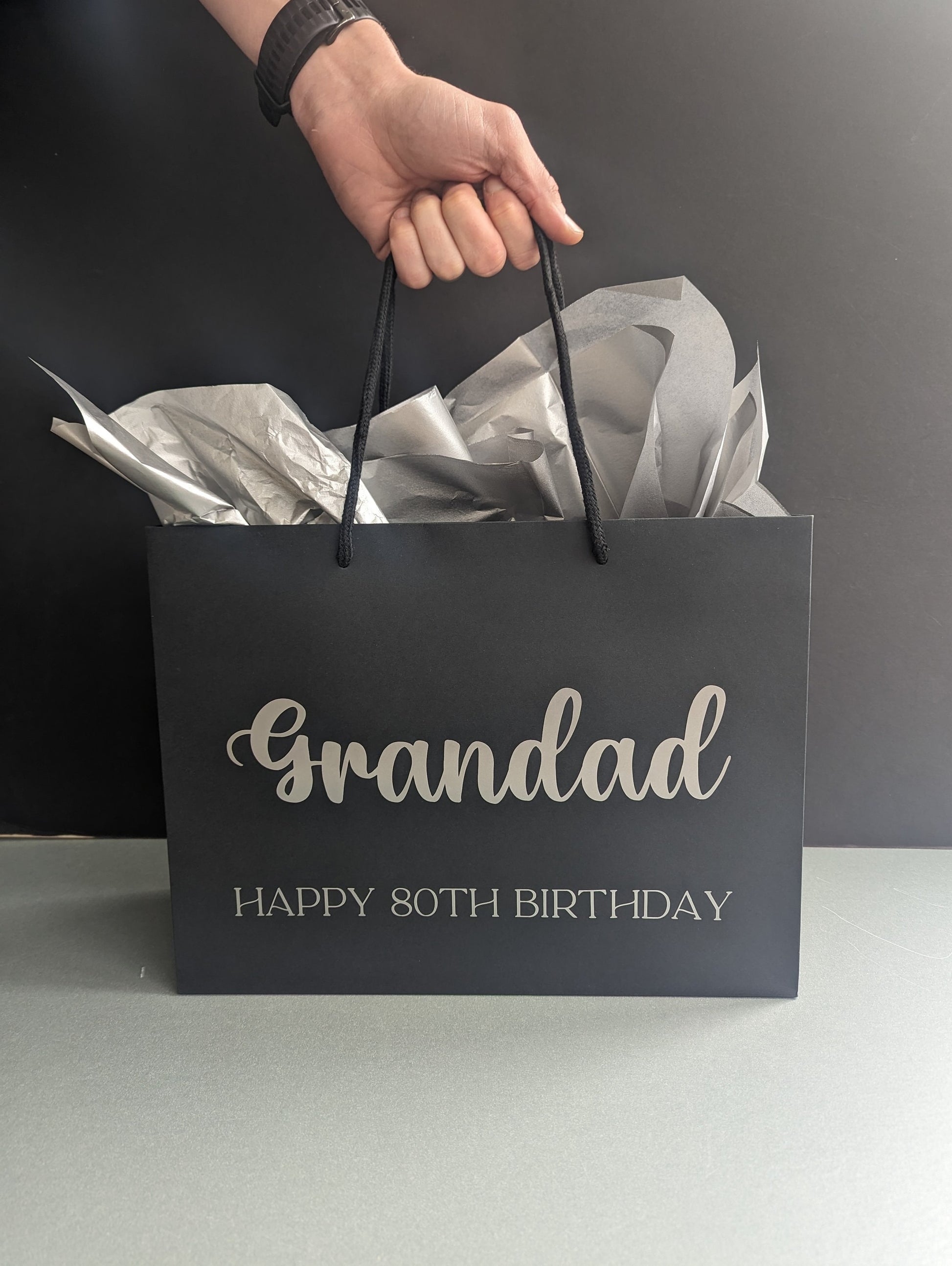 Personalised Birthday Gift Bag | Black Paper Gift Bag | Gifting | Gift Wrapping | Big Birthday | Party Bag | Party Supplies
