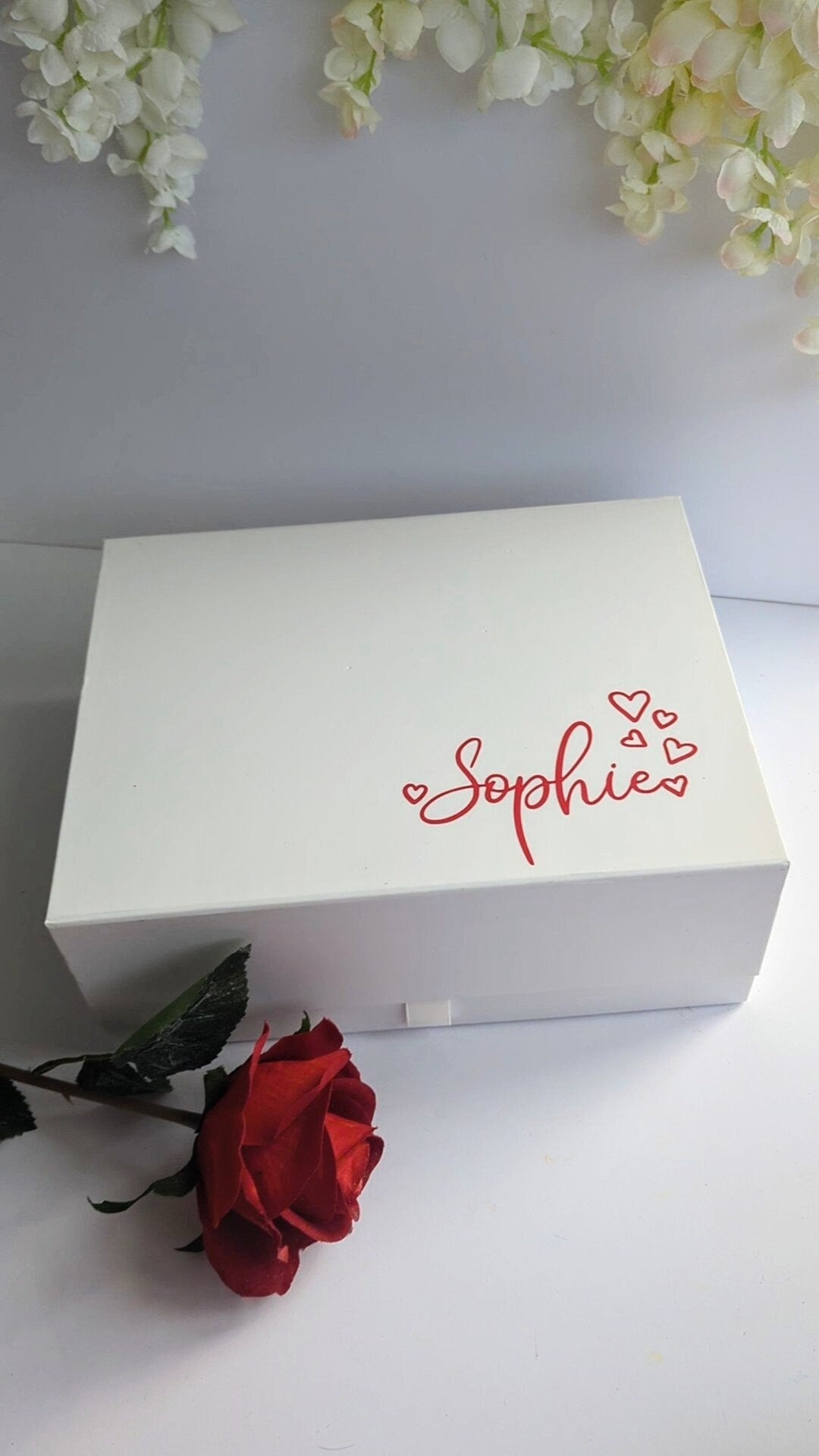 Personalised Valentine's Gift Box | Dozen Red Roses | Wife Girlfriend Fiancée Romantic Present | Flowers & Chocolate | Cold Cup Photo Frame