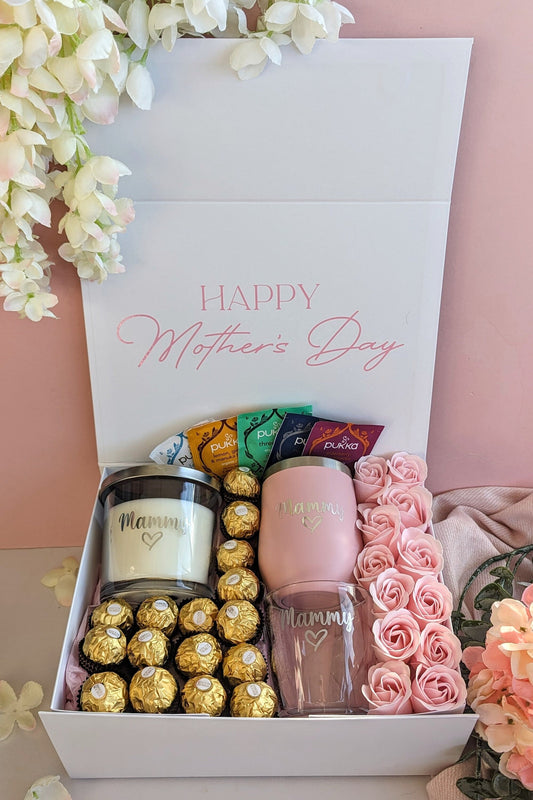 Personalised Mother's Day Gift Box | Mama and Mini Cold Cup Set | Mum Nan Mummy Hamper Present | Flowers & Chocolate | Mamma and Me Set