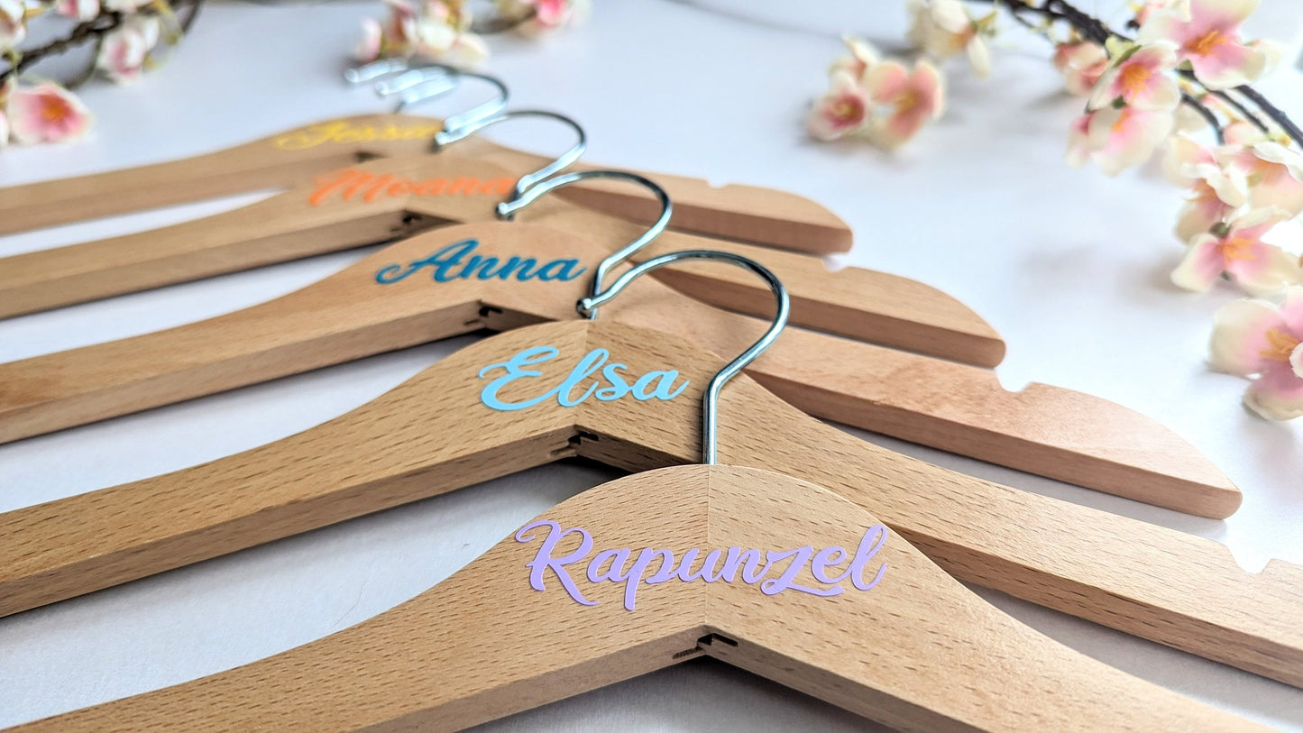 Personalised Princess Dress Costume Hangers | Nursery Kids Room Decor | Dress Up Display | Kids Personalised Hanger | Any Name any Colour