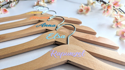 Personalised Princess Dress Costume Hangers | Nursery Kids Room Decor | Dress Up Display | Kids Personalised Hanger | Any Name any Colour