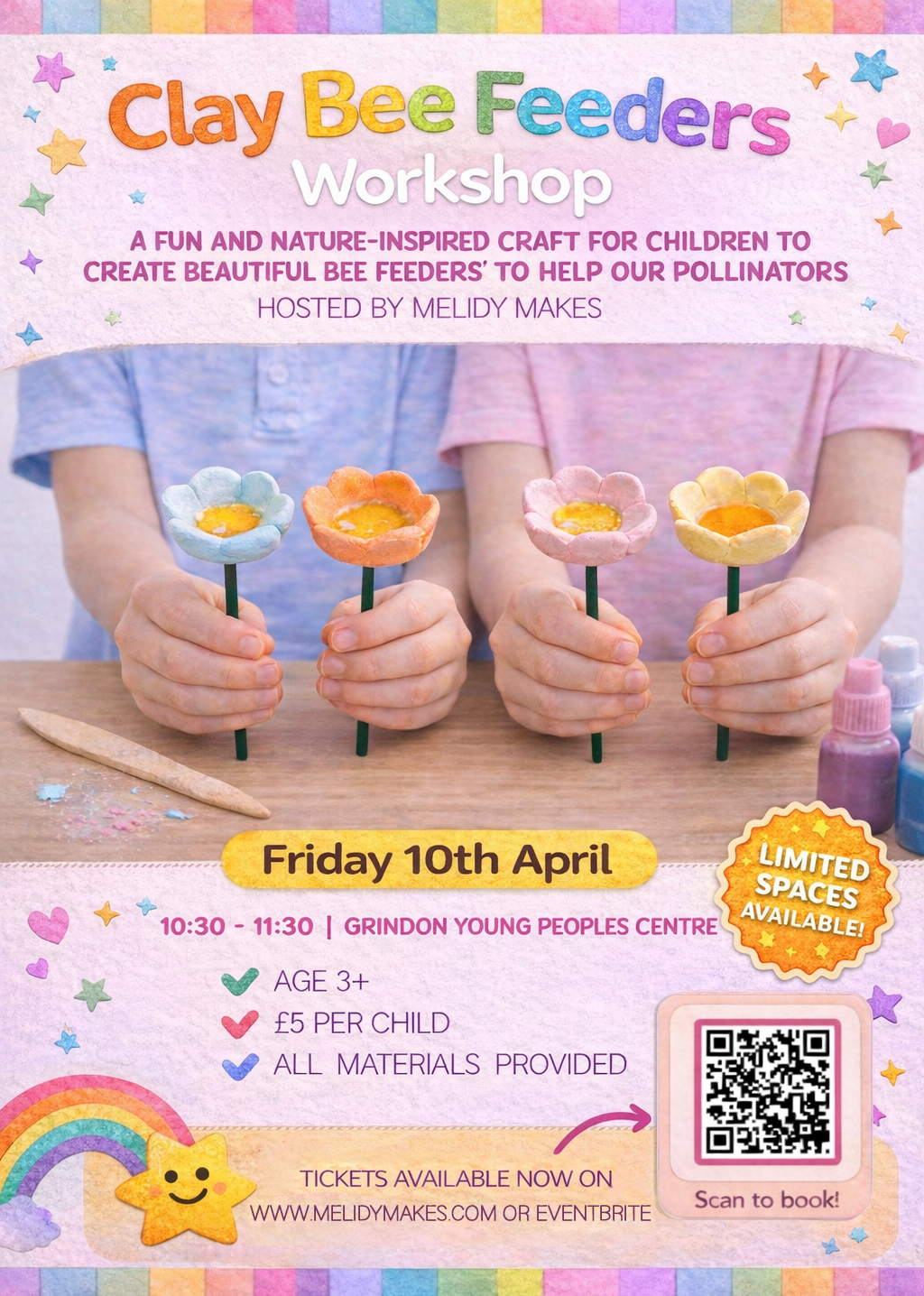 KIDS CRAFT WORKSHOP -  BEE FEEDERS - APRIL 10TH
