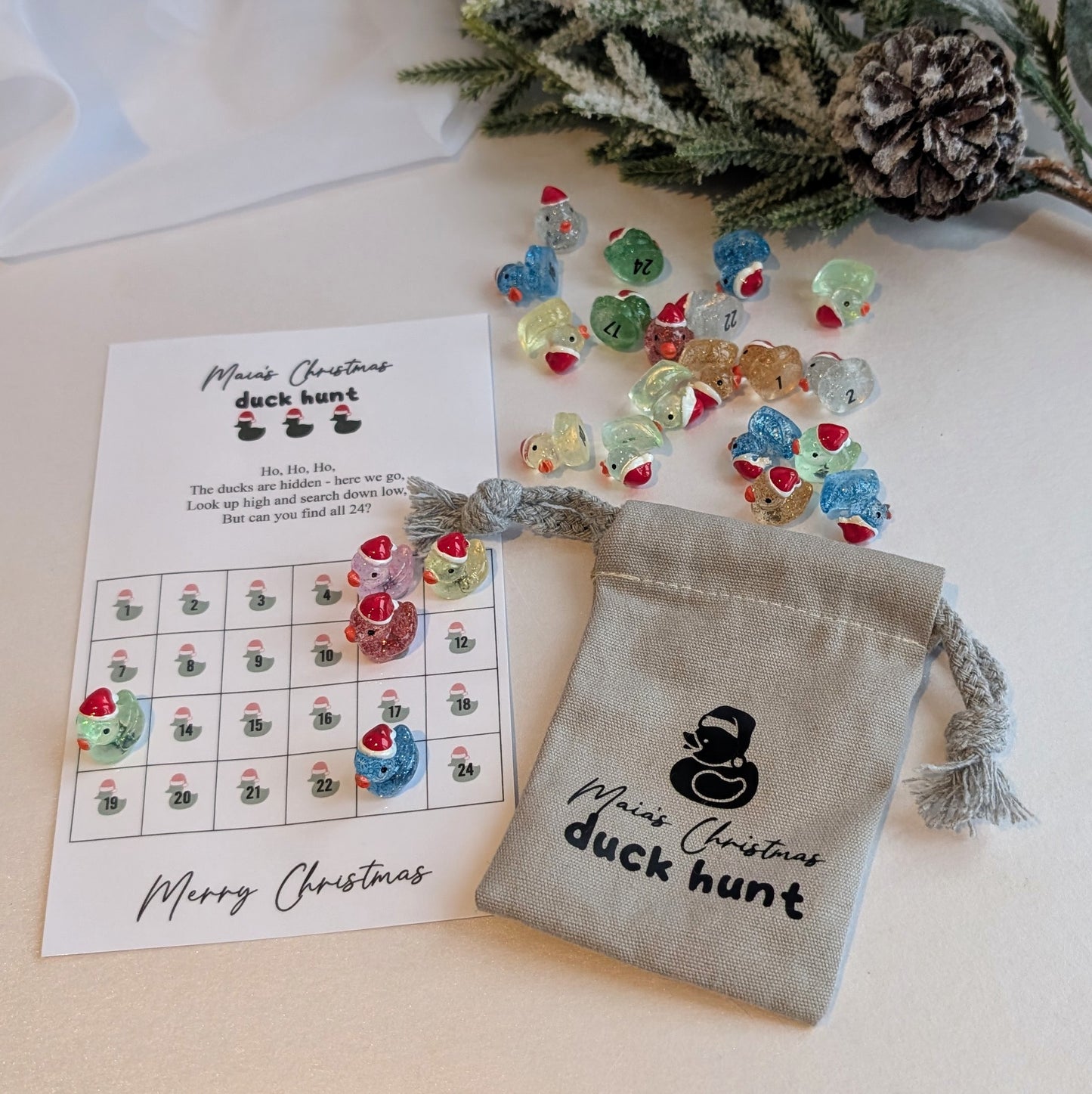 Personalised Christmas Duck Hunt Party Game | Stocking Stuffer Gift | Family Game | Hide Ducks | 24 Duck Challenge | Advent | Xmas Elf