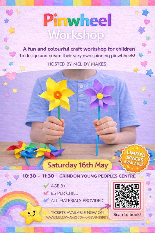 KIDS CRAFT WORKSHOP -  PINWHEELS - MAY 16TH