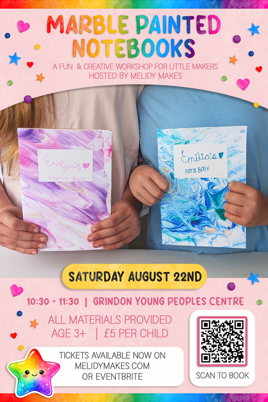KIDS CRAFT WORKSHOP - MARBLE PAINTED NOTEBOOKS - AUGUST 22ND