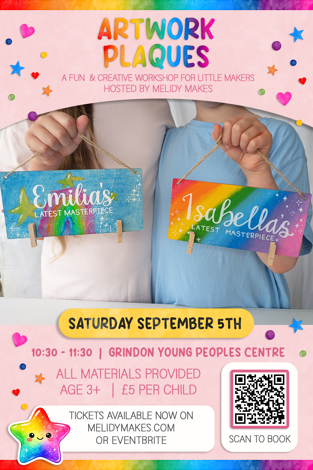 KIDS CRAFT WORKSHOP - ARTWORK PLAQUES - SEPTEMBER 5TH