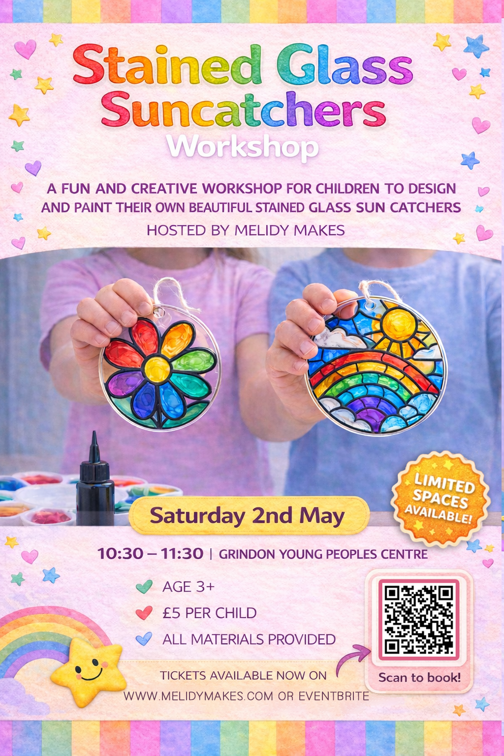 KIDS CRAFT WORKSHOP - STAINED GLASS SUNCATCHERS - MAY 2ND
