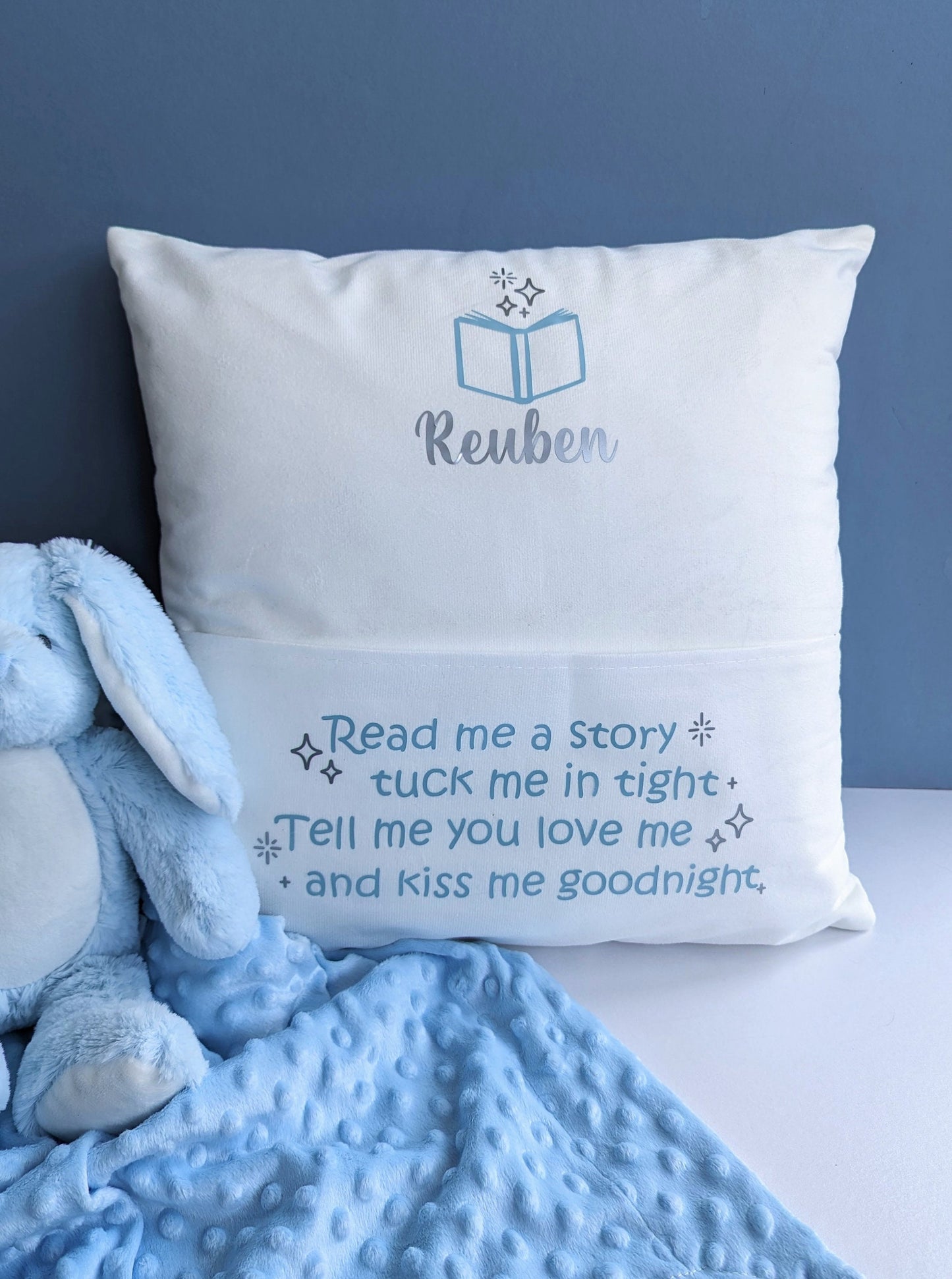 Personalised Book Cushion Cover | Kids Reading Cushion | Child Book Lover Gift | Nursery and Kids Room Decor | Book Nook / Corner Cushion