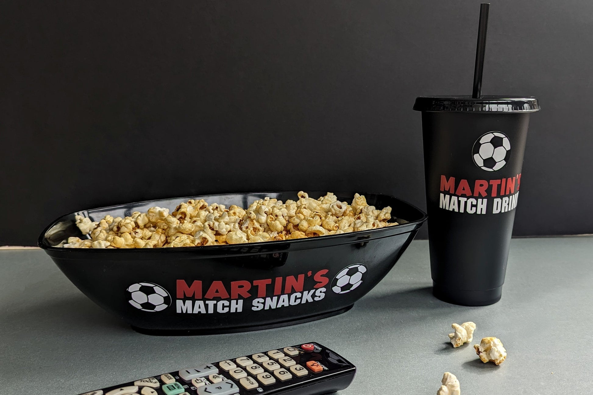 Personalised Football Match Snack Pot & Drinks Cup | Football Fan/Soccer Lover | Game Snacks | Son Brother Father Dad Husband Boyfriend Gift