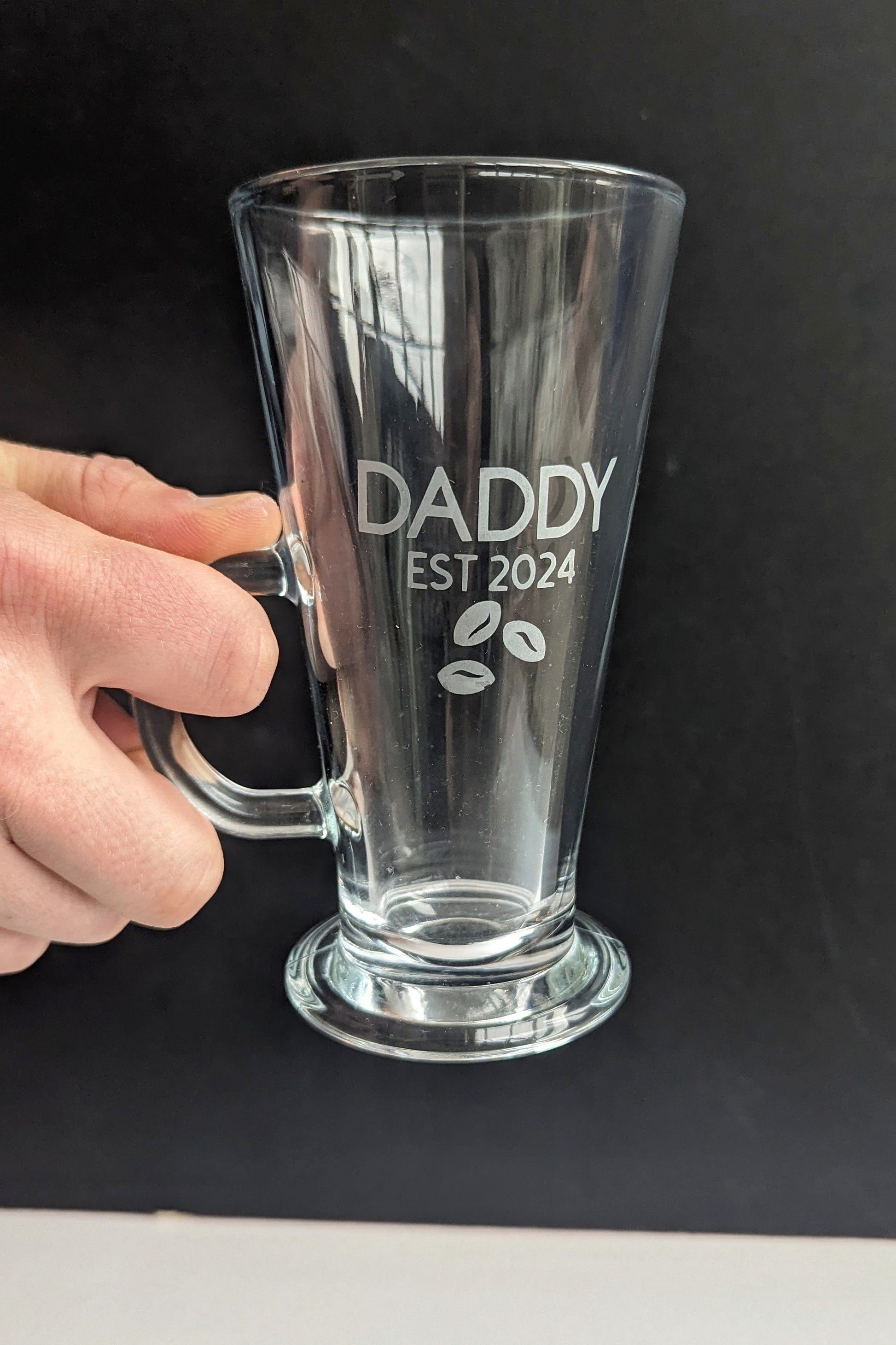 Personalised Latte Glass | Etched Coffee Glass | Coffee Lover Gift | Glass Mug Cup | Expresso, Coffee Machine | Mum Dad Parent Gift