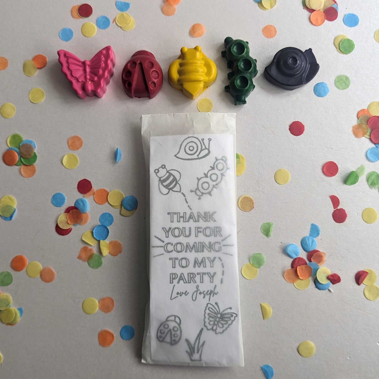 Personalised Crayon Party Favours | Bug Theme Party | Party Bag Filler | Infant / Child Gift | Child Gift | Any Theme | Kids Party