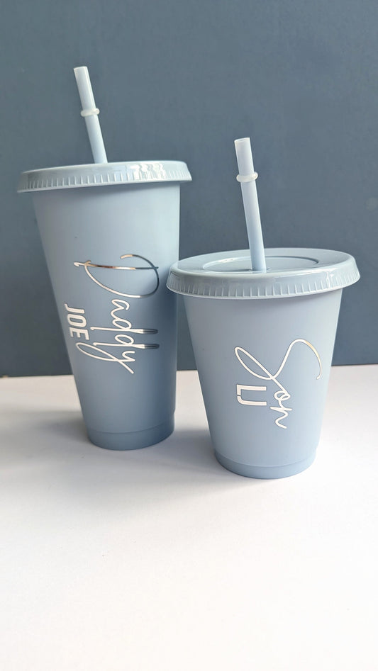 Personalised Daddy and Me Cold Cups (16oz and 24oz) | Father and Son Gift | Custom Tumbler | Mini Me | Father's Day Gift