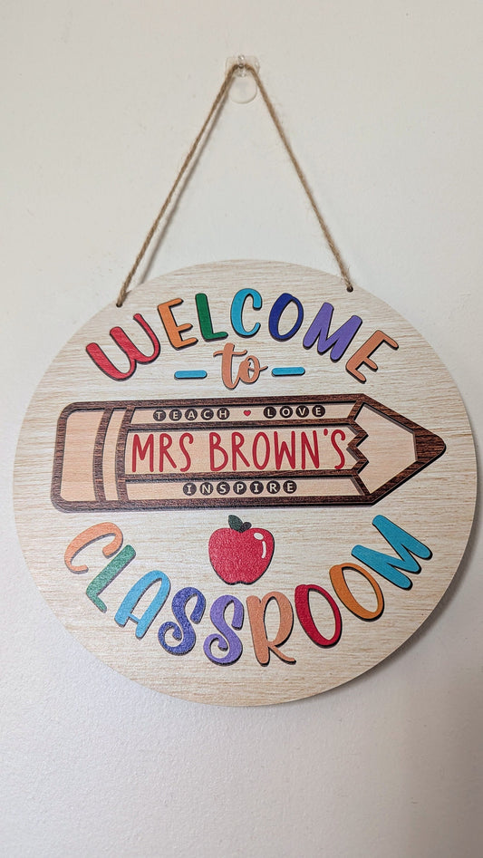 Personalised Teacher Gift - Classroom Sign | Teacher Sign | Wooden Class Sign | New Teacher | End of Year Gift | Leavers Gift