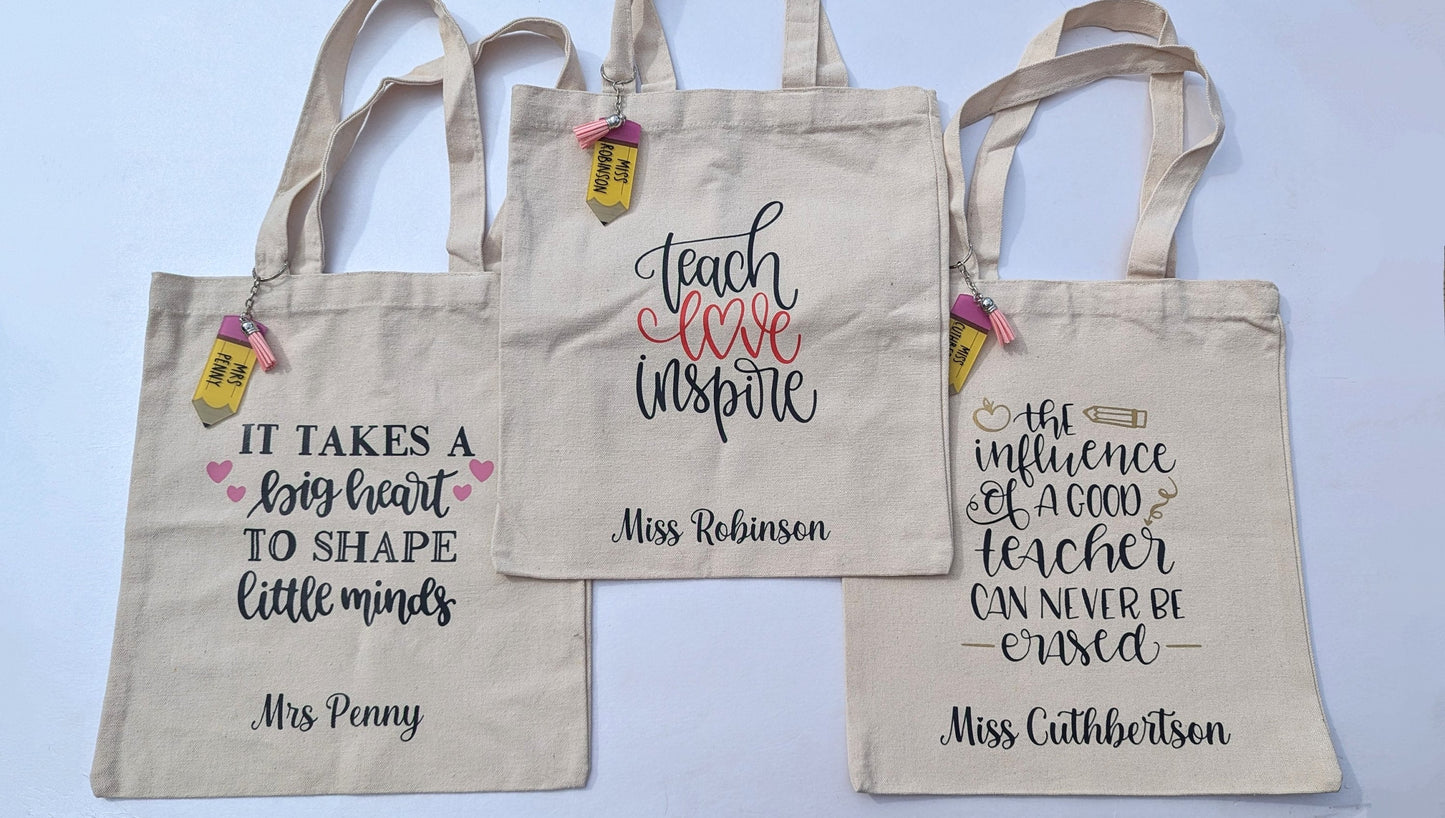 Personalised Teacher Gift - Tote Bag | Teacher Quote | End of Term gift | School Teacher | Teaching Assistant | Practical Teacher Gift