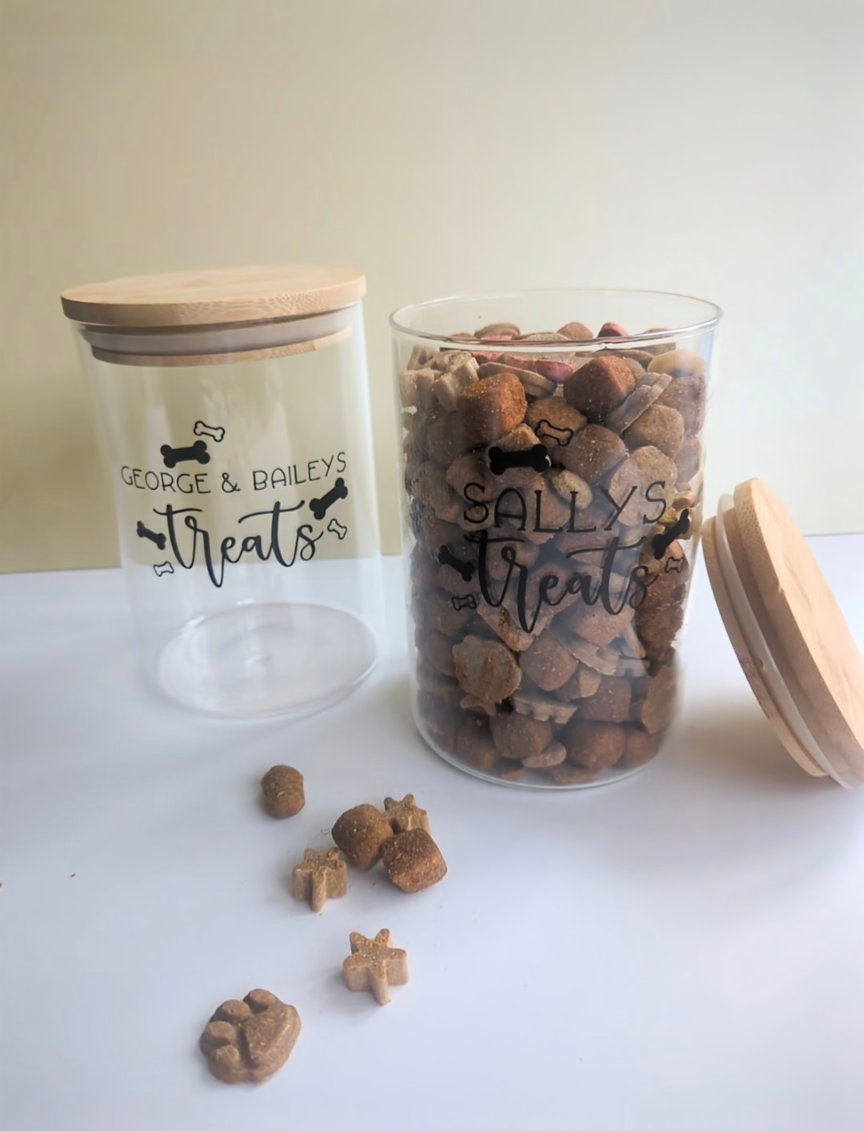 Personalised Dog Treat Jar | Dog Lover Gift | Dog Treats | Custom Bamboo Lid Jar | Pet Treats | Glass Jar | Dog Food Jar | Organise