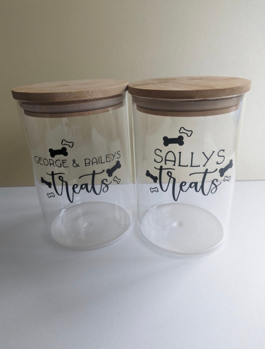 Personalised Dog Treat Jar | Dog Lover Gift | Dog Treats | Custom Bamboo Lid Jar | Pet Treats | Glass Jar | Dog Food Jar | Organise