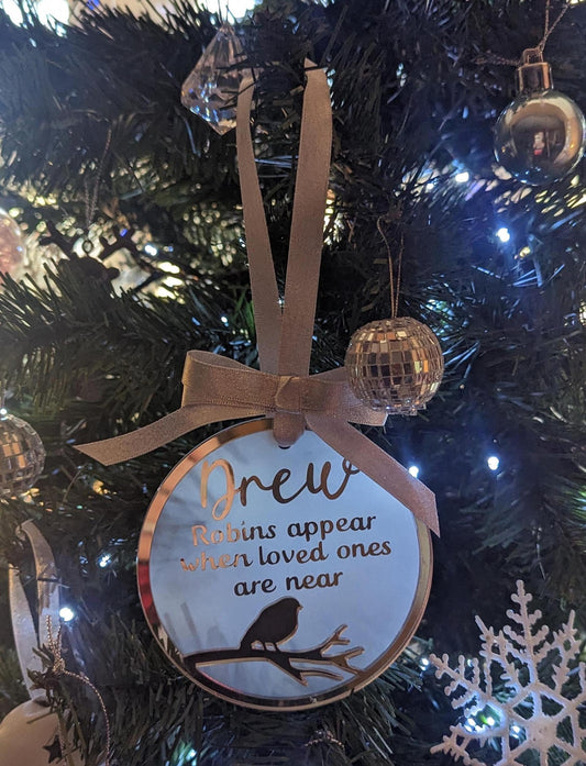 Personalised Christmas Memory Bauble | Robins Appear Ornament | In loving Memory | Personalised Gift | Rememberance Gift | Mum Dad Memorial