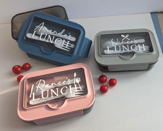 Personalised Lunch Boxes | Reusable Travel Cutlery Set | Work / School Lunch Box | Bento Box with Cutlery | Christmas Gift | Secret Santa