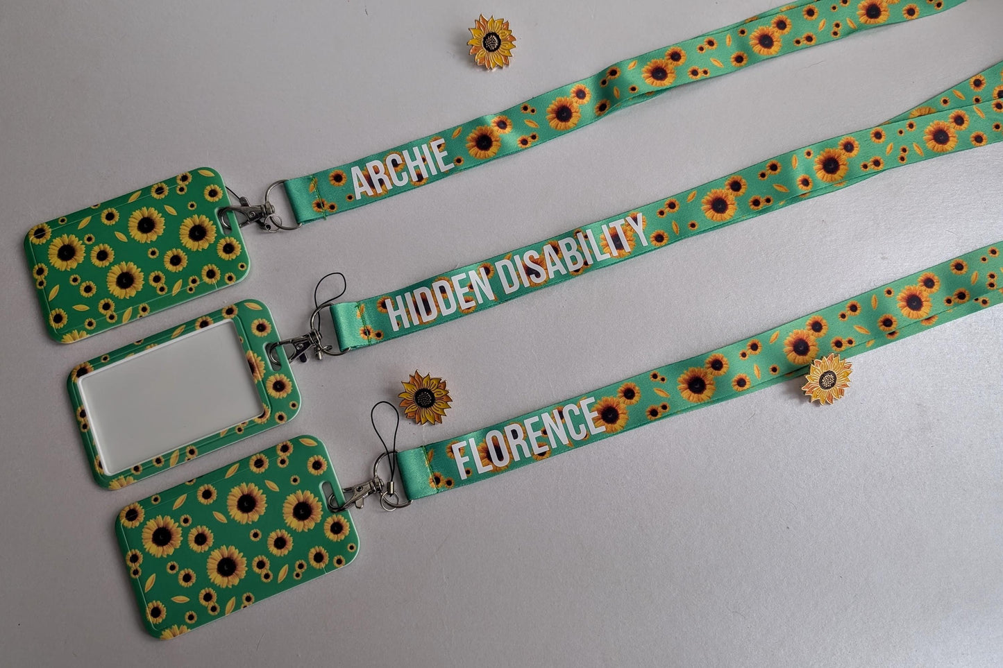 Personalised Sunflower Lanyard | Hidden Disability | Teacher / Work Lanyard | ID Badge Holder | Disability Awareness