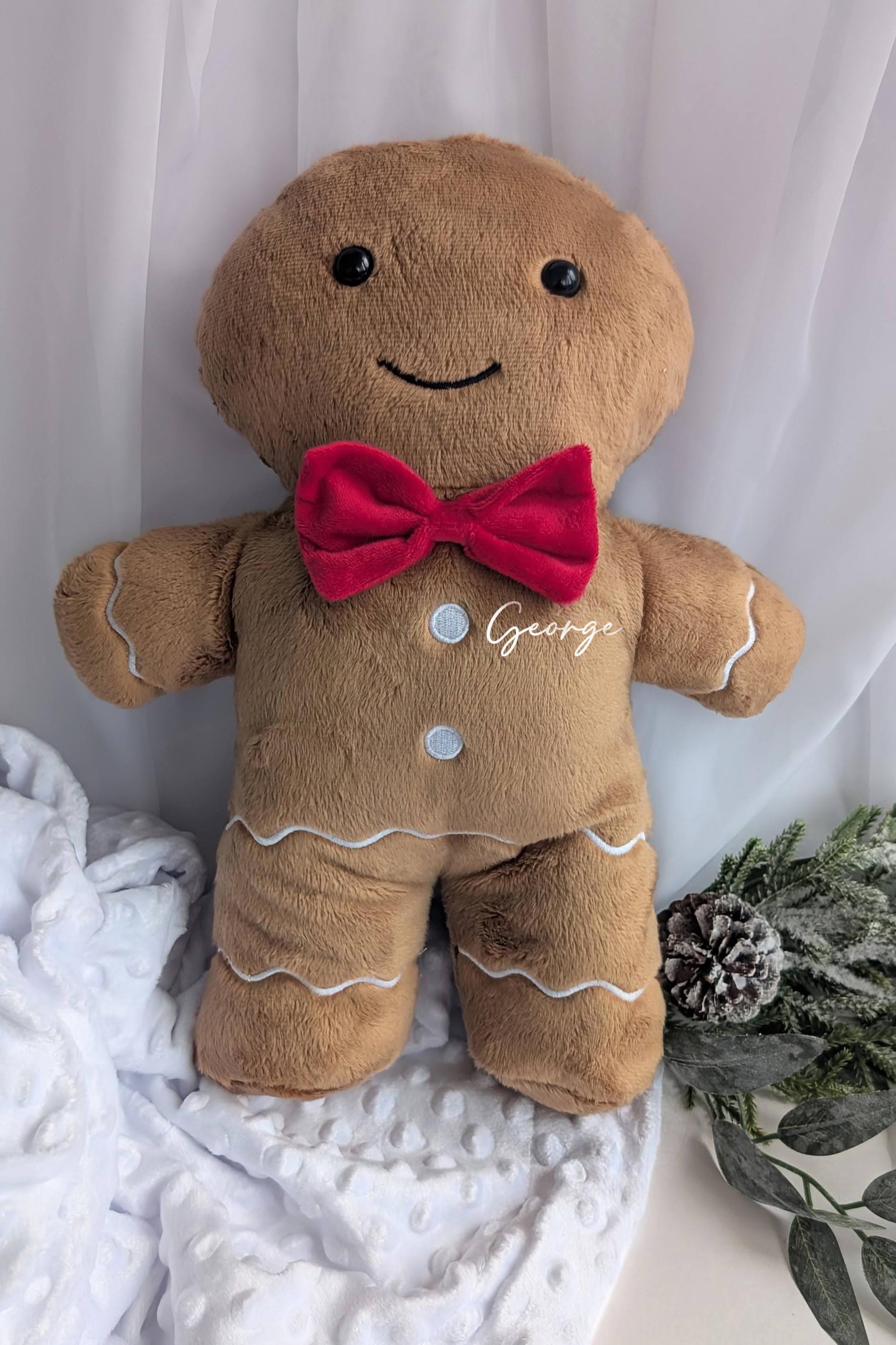 Personalised Christmas Gingerbread Man Teddy | Kids Christmas Gift | Chirtmas Eve Box | Gibgerbread Man Plush Cuddly Toy