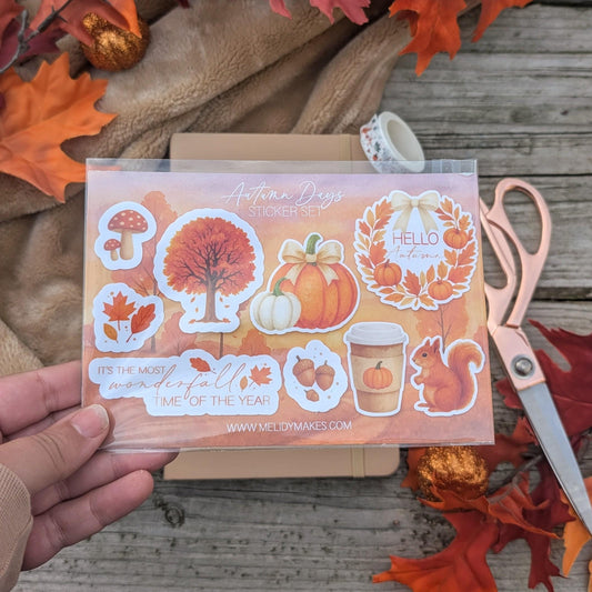 Autumn Vinyl Sticker Set | Fall Autumnal Planner Stickers | Junk Journal / Journalling Stickers / Waterproof Laminated Sticker Set