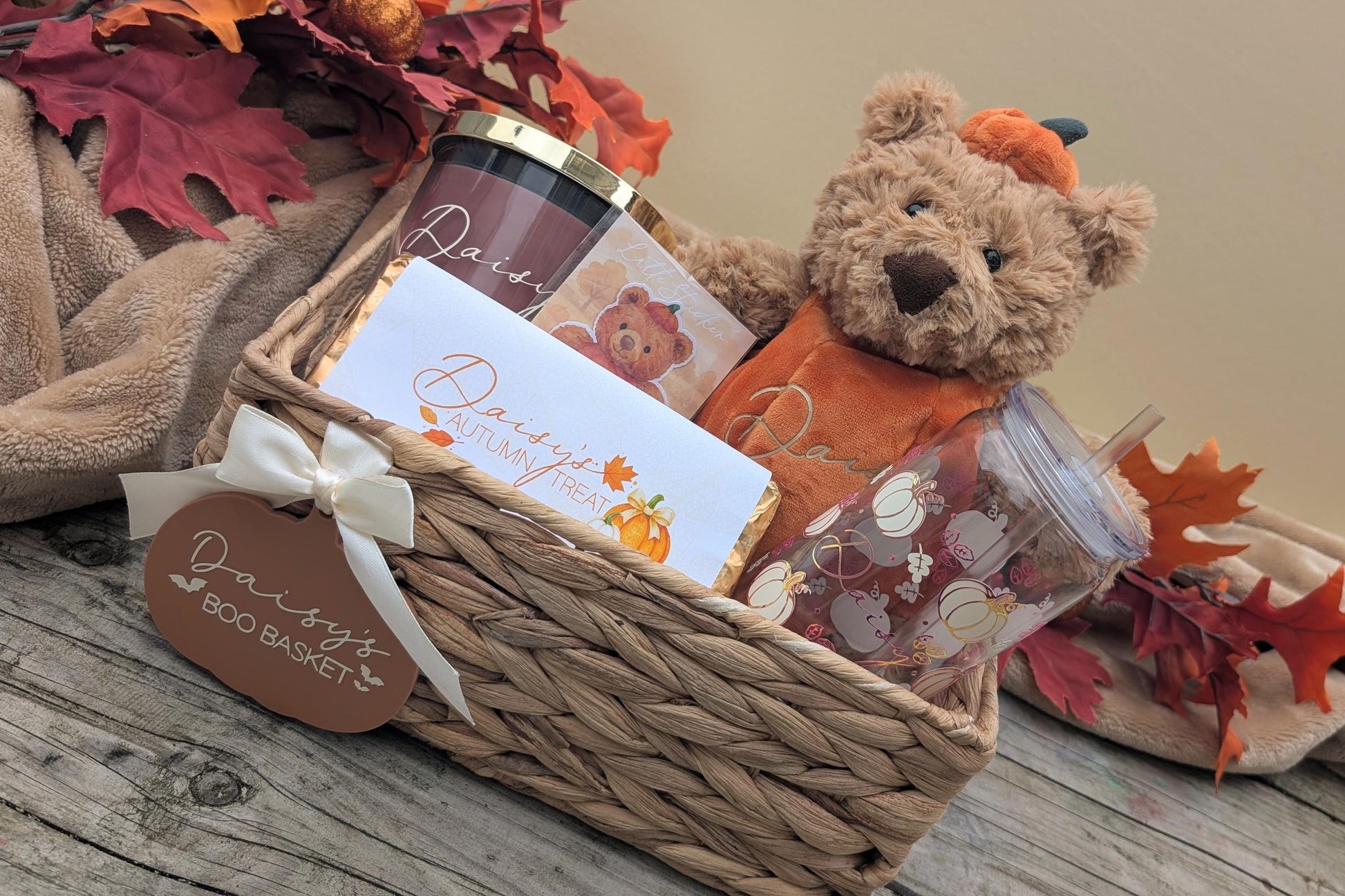Personalised Boo Basket | Autumn Bundle | Halloween Gift | Autumn / Fall Gifts | Pumpkin Bear Hamper | Cute Autumn Basket