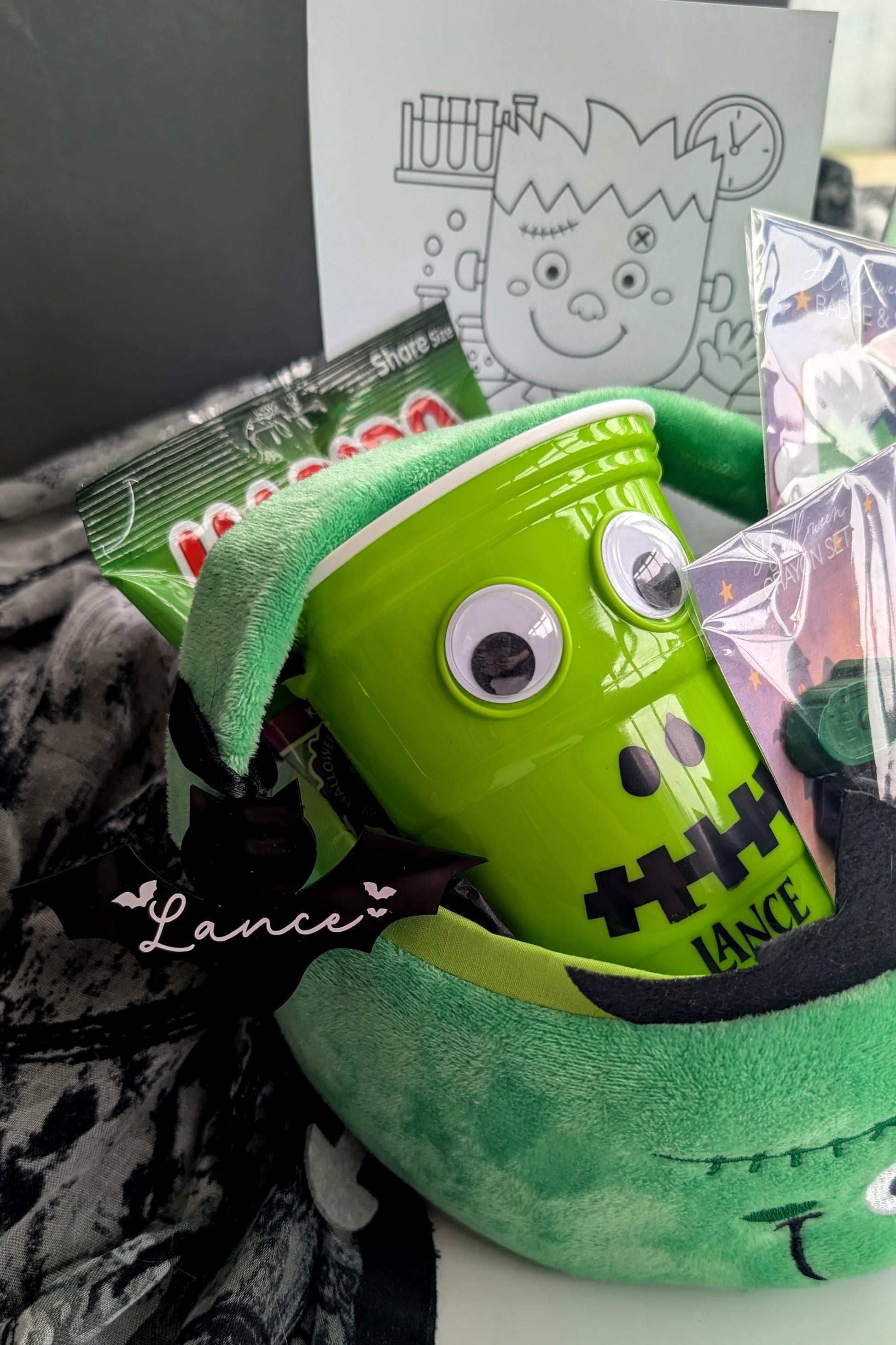 Personalised Kids Boo Basket | Halloween Bundle | Halloween Gift | Trick or Treat Basket | Halloween Hamper | Pumpkin Frankenstein Vampire