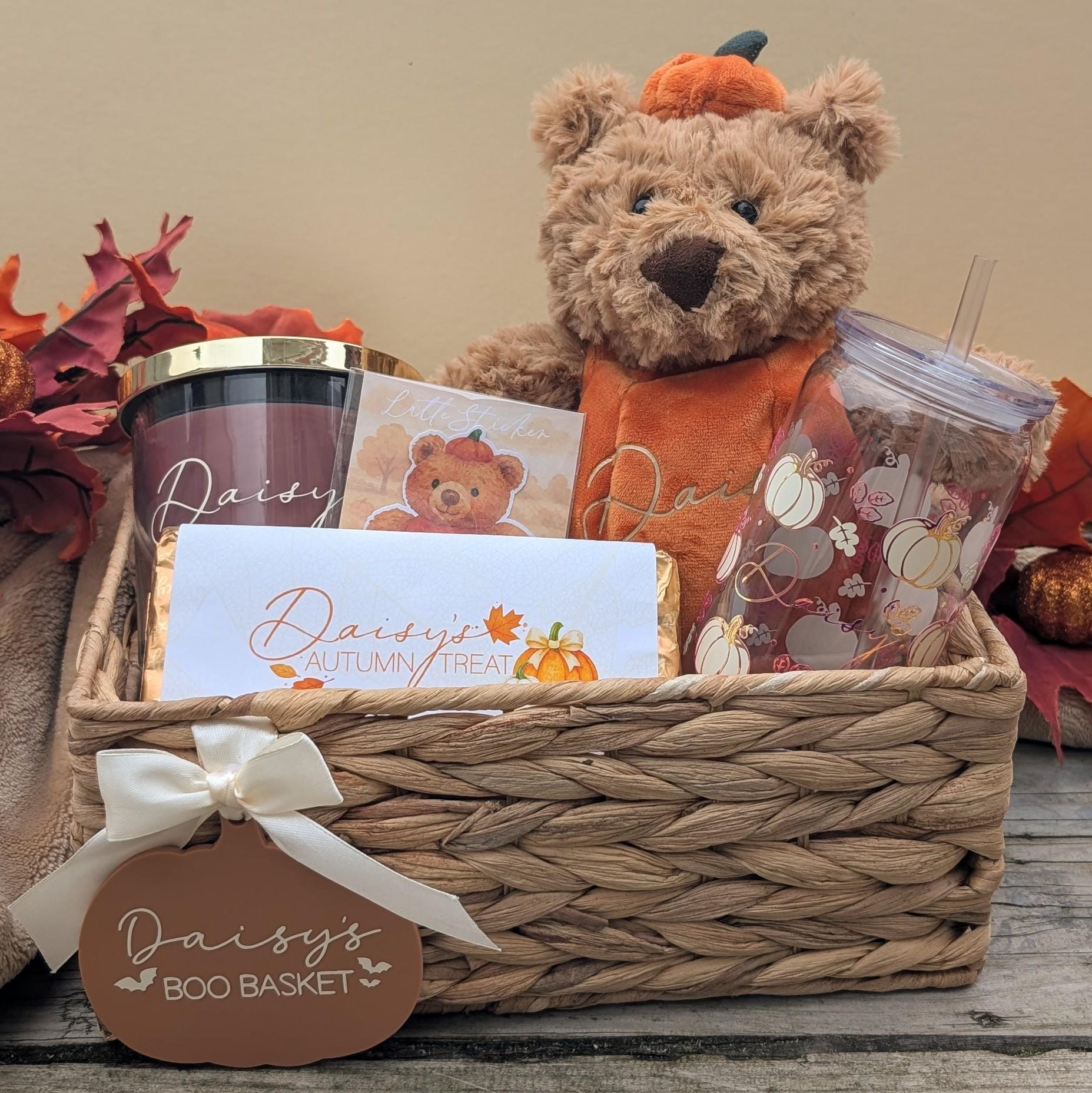 Personalised Boo Basket | Autumn Bundle | Halloween Gift | Autumn / Fall Gifts | Pumpkin Bear Hamper | Cute Autumn Basket