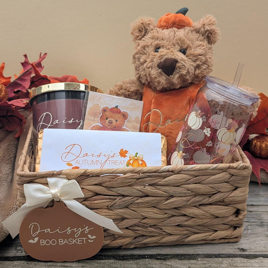 Personalised Boo Basket | Autumn Bundle | Halloween Gift | Autumn / Fall Gifts | Pumpkin Bear Hamper | Cute Autumn Basket