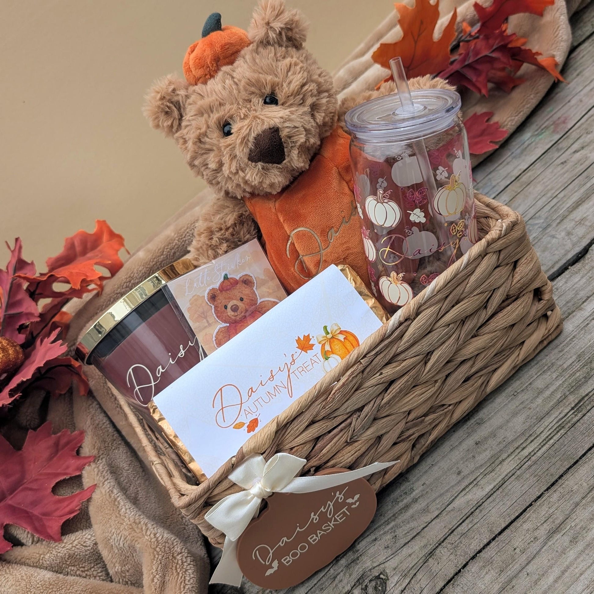 Personalised Boo Basket | Autumn Bundle | Halloween Gift | Autumn / Fall Gifts | Pumpkin Bear Hamper | Cute Autumn Basket