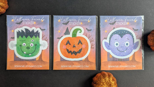 Personalised Halloween Sticker | Trick or Treat Sticker | Frankenstein / Pumpkin / Vampire Sticker | Kids Halloween Gift | Boo Basket Filler