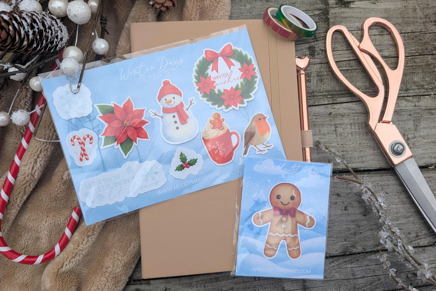 Winter Vinyl Sticker Set | Winter Christmas Planner Stickers | Junk Journal / Journalling Stickers / Waterproof Laminated Sticker Set