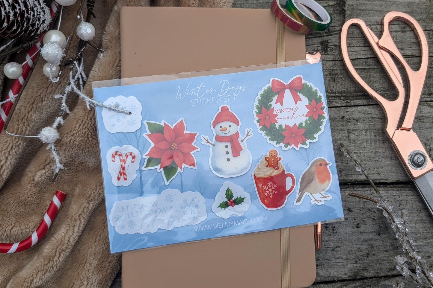 Winter Vinyl Sticker Set | Winter Christmas Planner Stickers | Junk Journal / Journalling Stickers / Waterproof Laminated Sticker Set