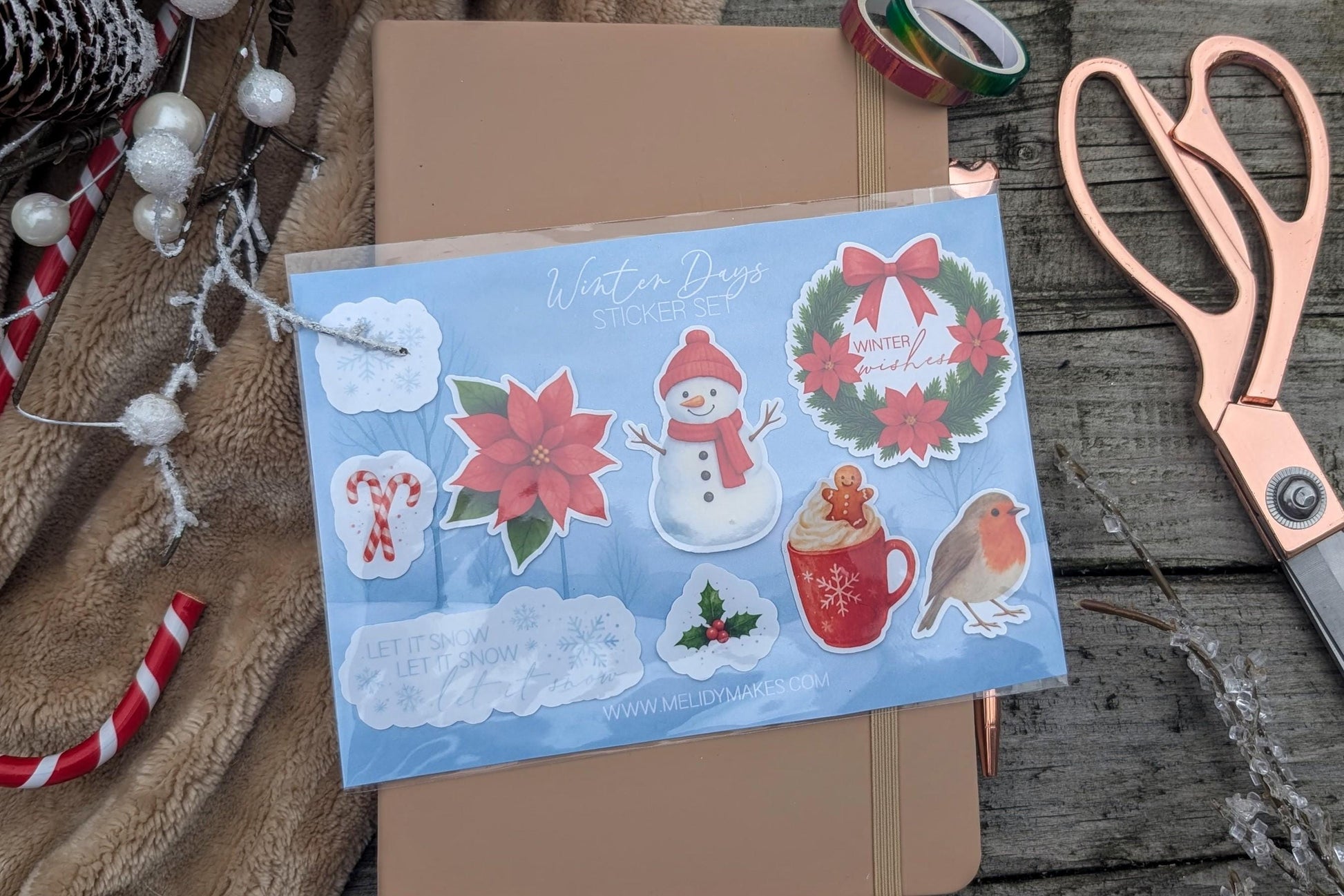 Winter Vinyl Sticker Set | Winter Christmas Planner Stickers | Junk Journal / Journalling Stickers / Waterproof Laminated Sticker Set