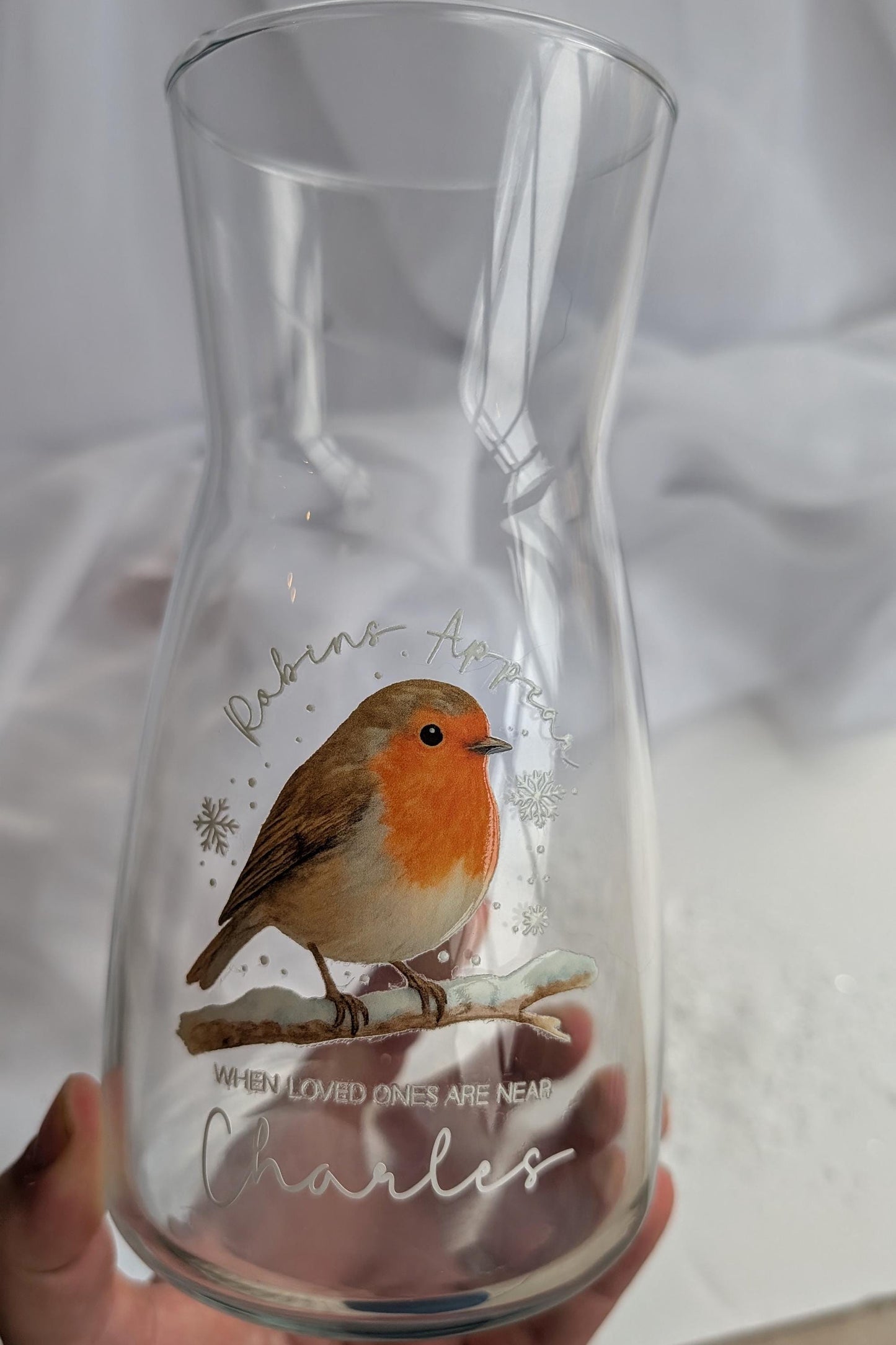 Personalised Christmas Robin Memory Candle and Vase Set | Robins appear when loved ones are near | In Loving Memory Gift | Remembrance Gift