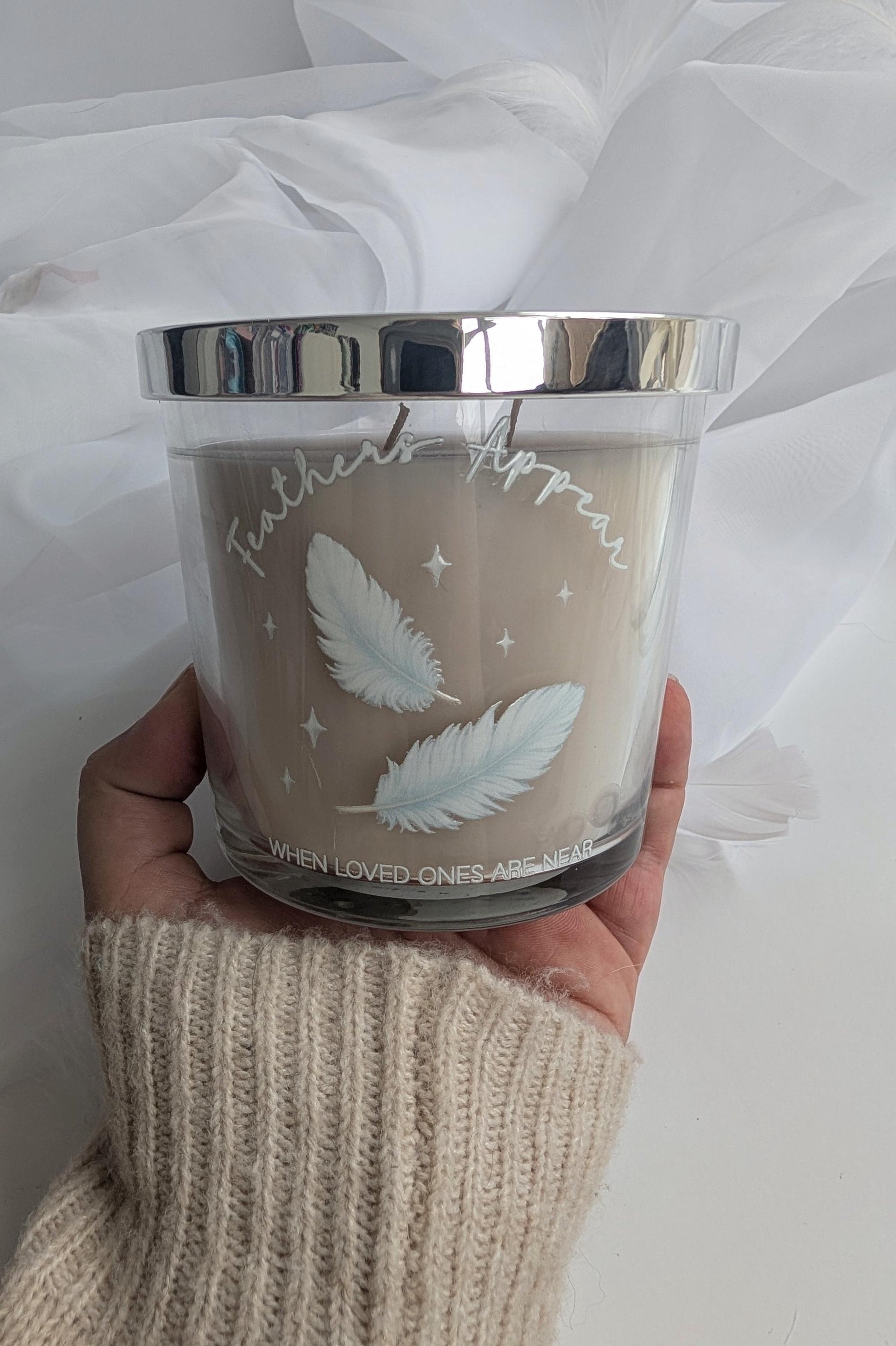 Personalised Christmas Feather Memory Candle and Vase Set | Feathers appear when loved ones are near | In Loving Memory Gift | Remembrance