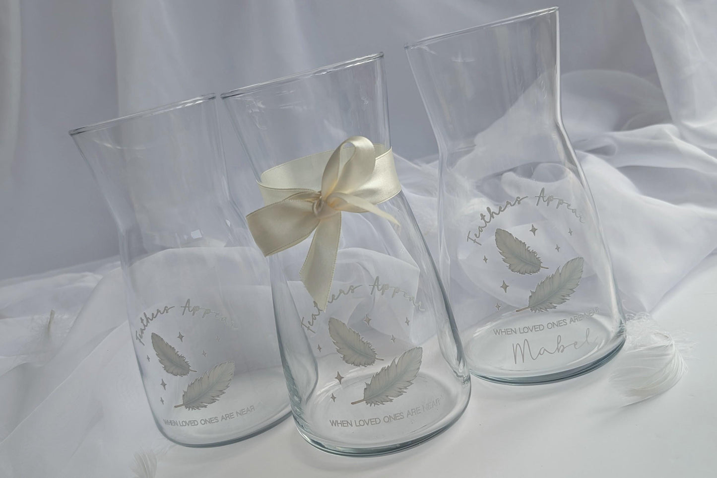 Personalised Christmas Feather Memory Candle and Vase Set | Feathers appear when loved ones are near | In Loving Memory Gift | Remembrance