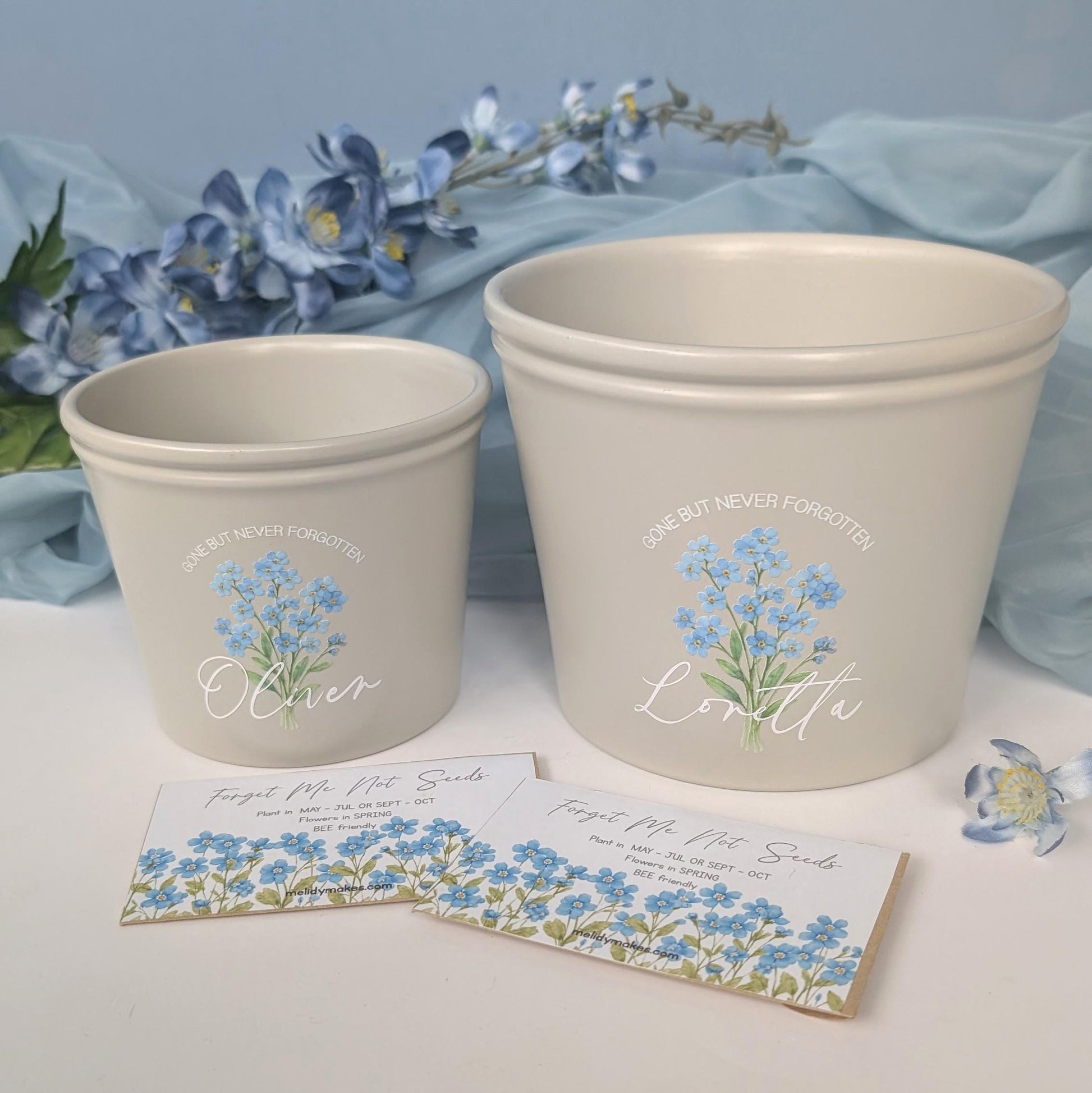 Personalised Forget Me Not Memory Planting Set | Bee friendly | Garden Lover Memorial Gift | In Loving Memory Flowers | Loss Grief Gift