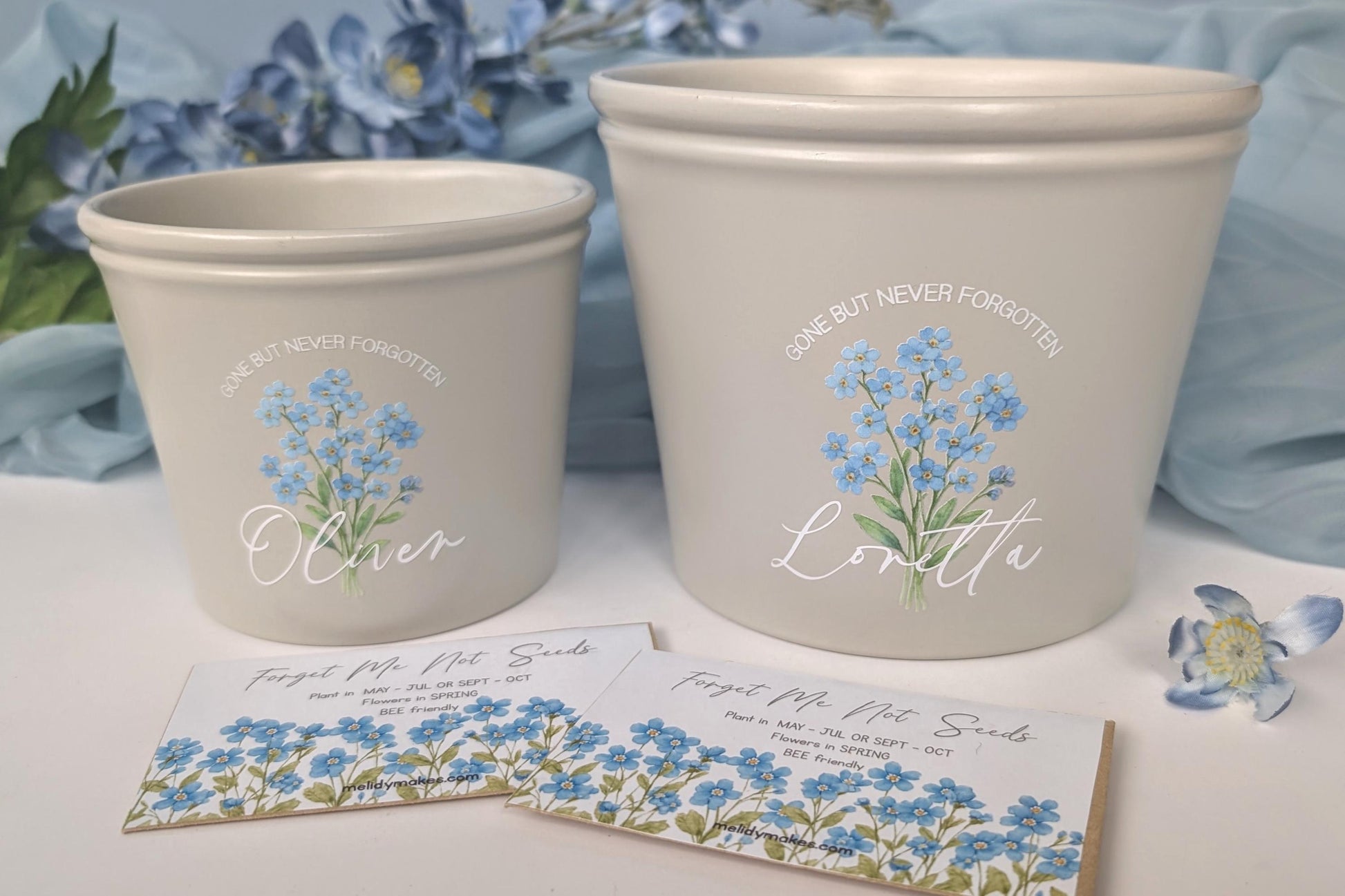 Personalised Forget Me Not Memory Planting Set | Bee friendly | Garden Lover Memorial Gift | In Loving Memory Flowers | Loss Grief Gift