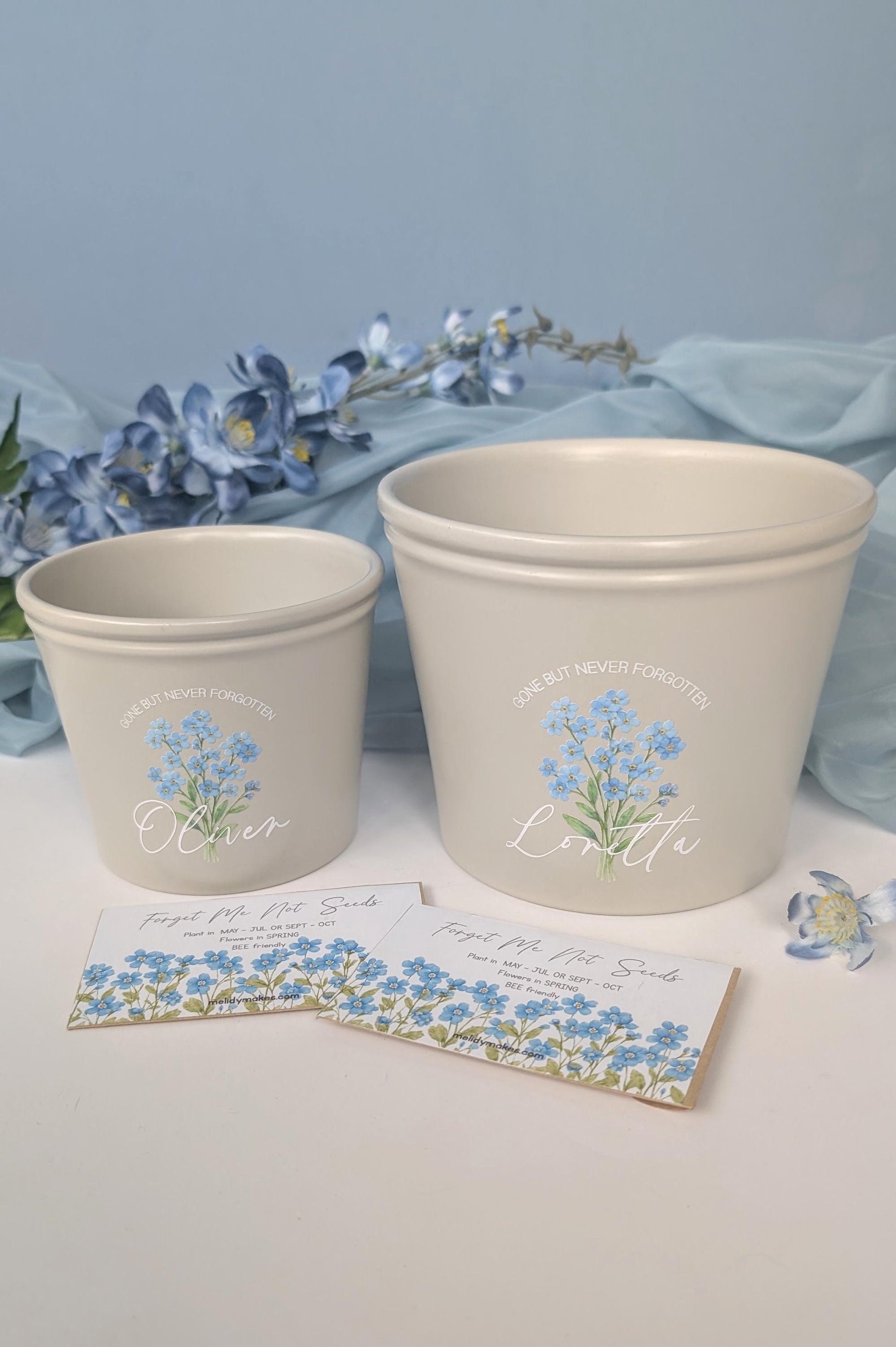 Personalised Forget Me Not Memory Planting Set | Bee friendly | Garden Lover Memorial Gift | In Loving Memory Flowers | Loss Grief Gift