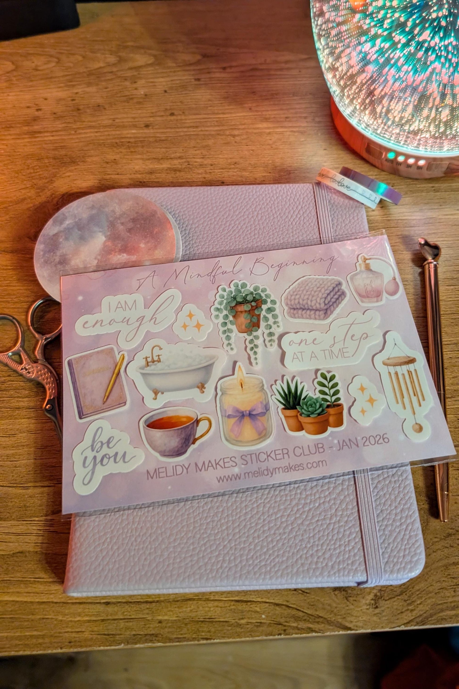 January Sticker Set - A Mindful Beginning | Lilac and Gold Watercolour Planner Stickers | Junk Journal / Journalling Stickers