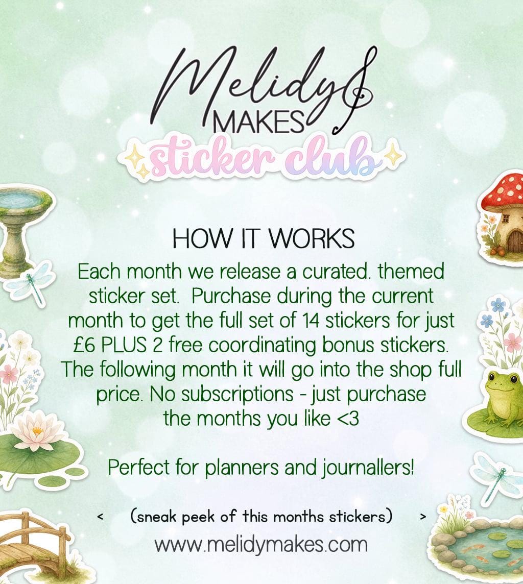 March Sticker Set - Reflections at Lilybell Pond | Green Watercolour Planner Stickers | Junk Journal / Journalling Stickers |