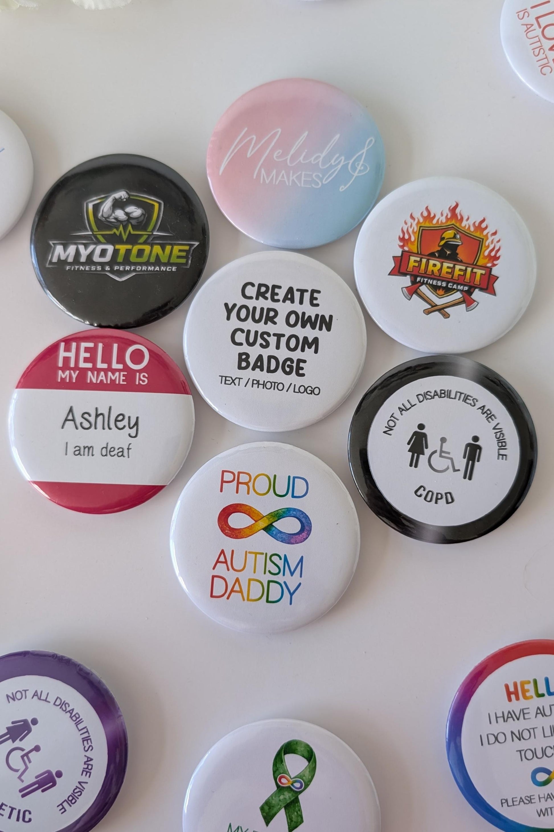 Custom Badge | Add a logo / photo or your own custom image | Birthday Badge | Business Promo Badge | Create Your Own Button Badge