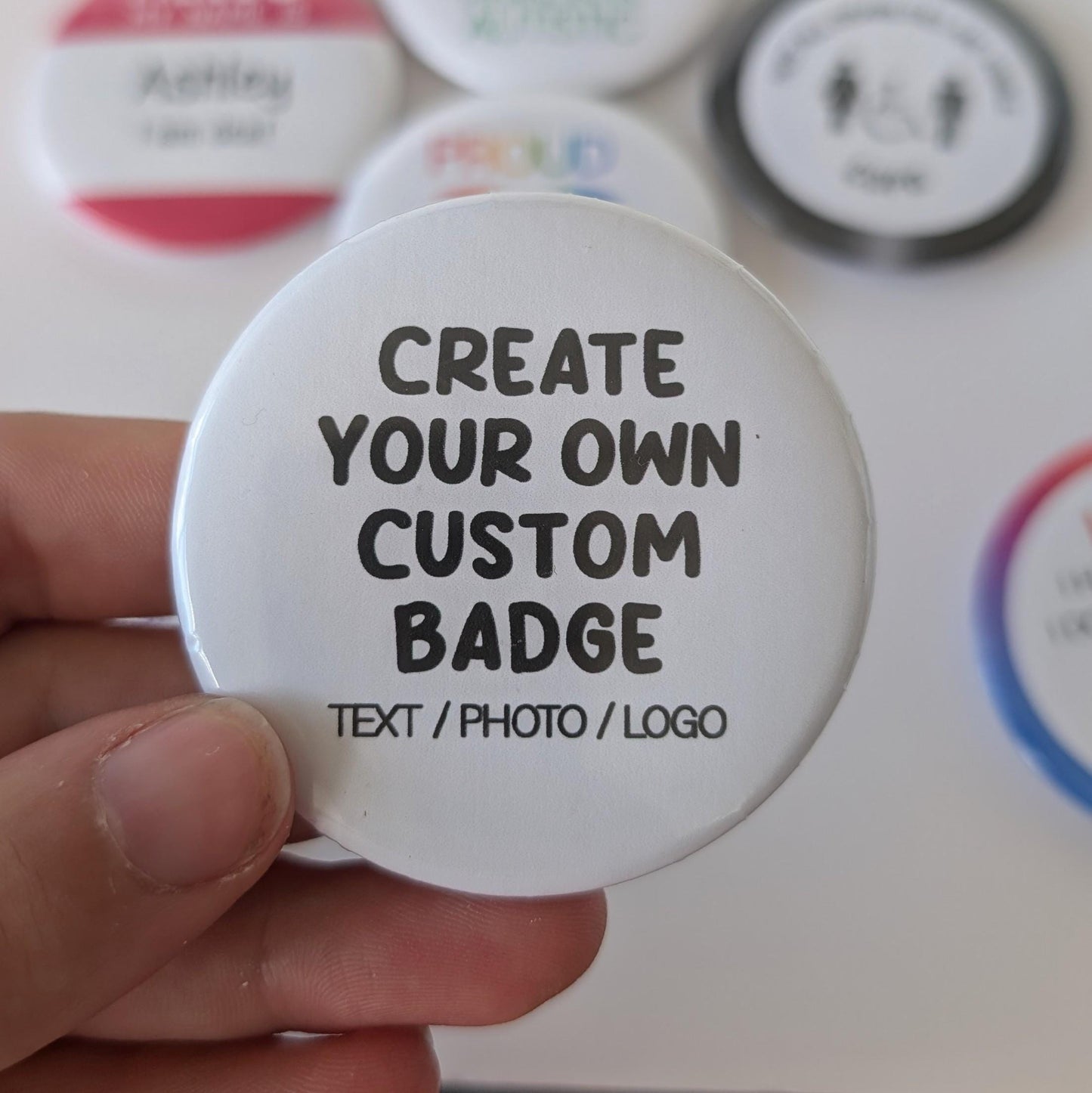 Custom Badge | Add a logo / photo or your own custom image | Birthday Badge | Business Promo Badge | Create Your Own Button Badge