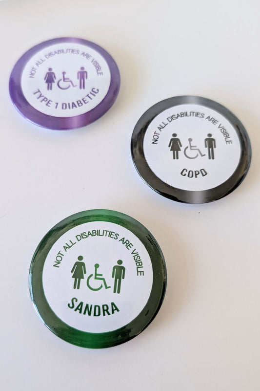 Personalised Hidden Disability Badge | SEN Badge | Autism Button Badge | Deaf, hearing impaired, diabetic, non visible disability badge