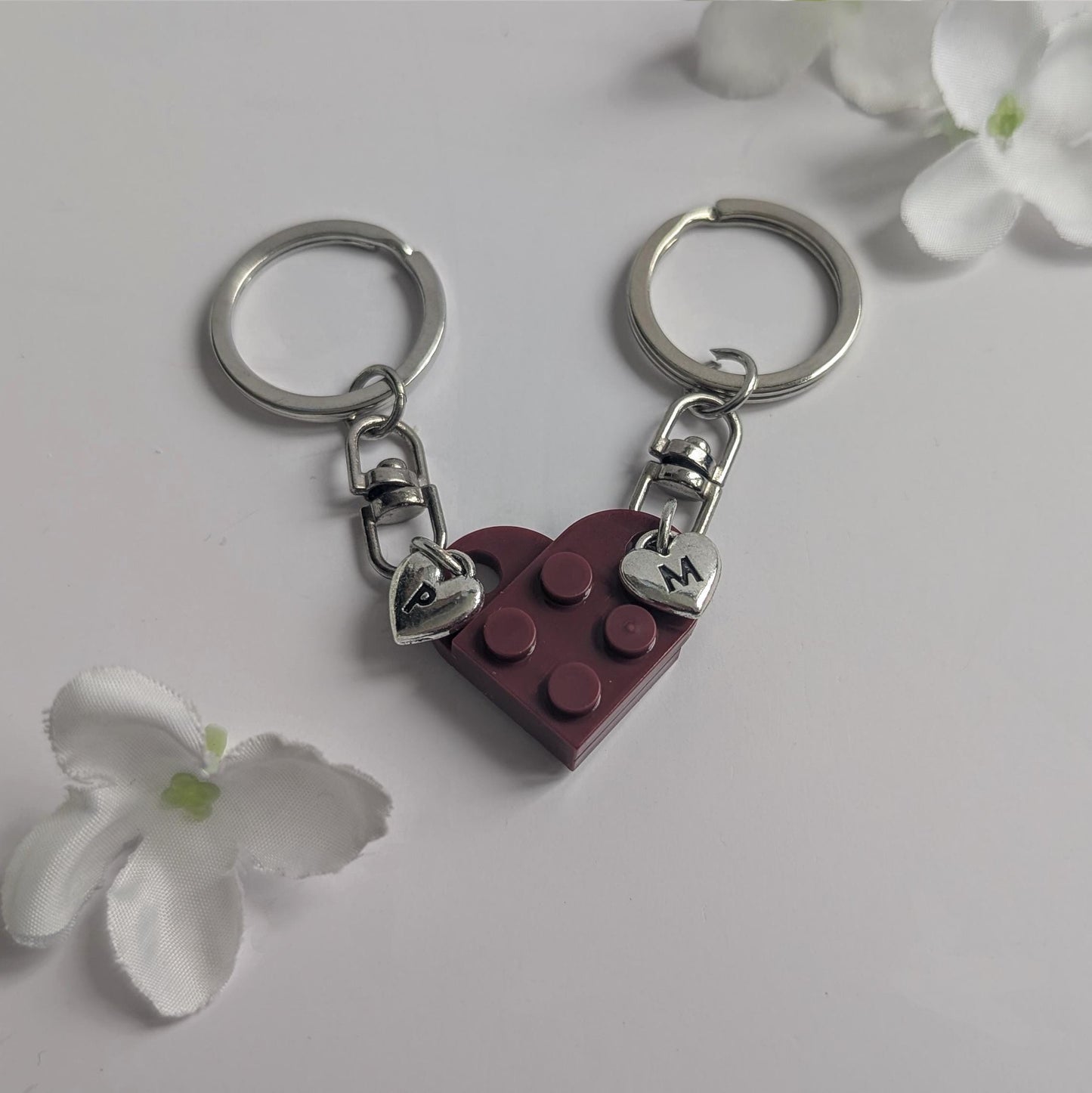 Personalised Brick Heart Keychain | Custom Initial Keyring | Couple Gift | Valentines Gift | Boyfriend, Girlfriend, Husband, Wife Gift